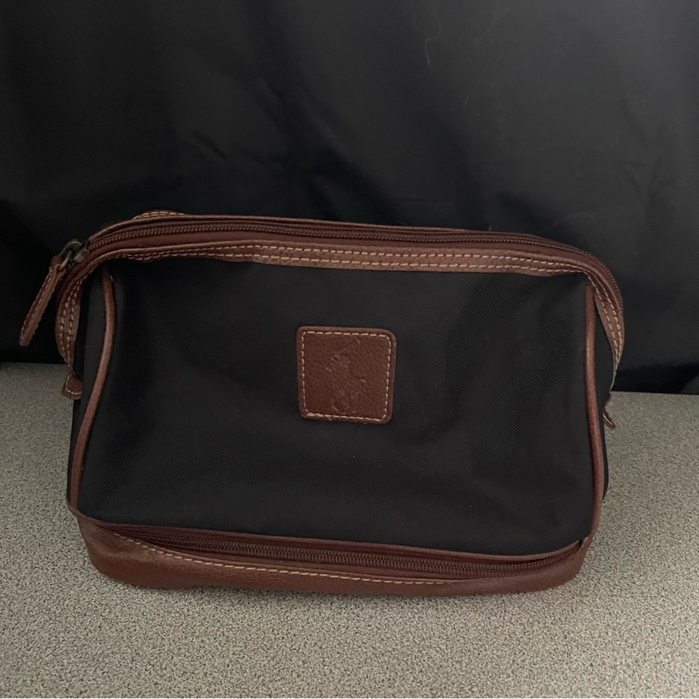 Ralph Lauren Black & Brown Canvas Cosmetic Bag